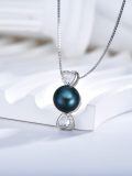 TOUPOP Sterling Silver Black Pearl Heart Pendant Necklace-0-1