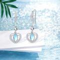wholesale 925 Sterling Silver Blue Moonstone Double Heart Drop Earrings for Women-0-1