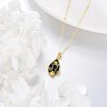 wholesale 14K Gold & Black Crystal Flower Necklace, Vintage 0.9 Bloom Pendant on 16-2 Chain, Hypoallergenic Jewelry Gift for Women-0-2