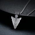 wholesale 925 Sterling Silver Viking Arrowhead Pendant Necklace  for Men - Antique Style Norse Jewelry with Intricate Design and Chain (Length: 24)-0-1