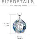 wholesale 925 Sterling Silver Horse & Tree of Life Blue Crystal Pendant Necklace-0-5