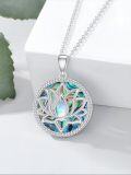 wholesale 925 Sterling Silver Moonstone & Abalone Shell Lotus Necklace - 18 Adjustable Chain, Hypoallergenic, Elegant Gift for Women-0-1