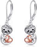 wholesale 925 Sterling Silver Sloth Heart Charm Leverback Earrings Gift for Her-0-0
