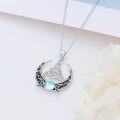 wholesale 925 Sterling Silver Moonstone Triquetra Triple Goddess Pendant Necklace-0-5