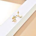 wholesale 925 Sterling Silver Giraffe Shape Stud Earrings with Gold Plating and Black Accents - Cute Animal  for Women-0-4