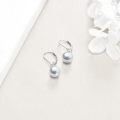 wholesale 925 Sterling Silver White Round Freshwater Cultured Pearl Leverback Drop Earrings for Women-0-3