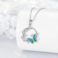 wholesale 925 Sterling Silver Blue Butterfly Enamel Charm Circle CZ Pendants Necklaces Gifts for Women Girls-0-3
