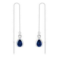 wholesale 925 Sterling Silver 12 Birthstone Infinity Threader Drop Earrings for Women-9-Sep-Sapphire Blue