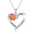 TOUPOP Sterling Silver & Rose Quartz I Love You Heart Necklace Gift for Women-0-0