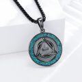 wholesale 925 Sterling Silver Blue Stone Triangle Pendant Freemason Themed Men's Necklace-0-1