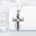 wholesale 925 Sterling Silver Antler Cross Moonstone Pendant Necklace with Chain-0-3