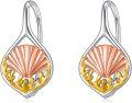 wholesale 925 Sterling Silver Scallop Shell Coral Drop Earrings-0-0