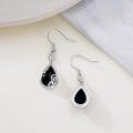 wholesale 925 Sterling Silver Teardrop Filigree Dangle Earrings with Black Onyx and Lapis Lazuli-0-4