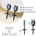 wholesale  Turquoise Stone Huggie Hoops with Cross Pendant Earrings-0-2
