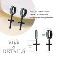 wholesale 925 Sterling Silver Turquoise Inlay Cross Hoop Earrings Wholesale For Men Women-0-2