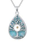 TOUPOP Sterling Silver Turquoise Mustard Seed Necklace For Women-0-0