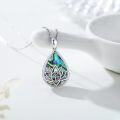 wholesale 925 Sterling Silver Teardrop Abalone Shell Lotus Tree of Life Pendant Necklace-0-1