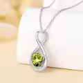 TOUPOP Sterling Silver Peridot Infinity Love Moon Necklace-0-3