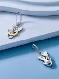 wholesale 925 Sterling Silver Gold Plated Dragon Moon Drop Earrings for Women-0-1