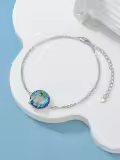 TOUPOP Sterling Silver Blue Crystal Sea Turtle Palm Tree Bracelet For Women-0-2