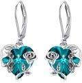 wholesale  Sterling Silver & Heart Crystal Rose Skull Dangle Earrings – Gothic Birthstone Jewelry Gift-0-0