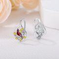 wholesale 925 Sterling Silver Hypoallergenic Red Bird and Yellow Flowers Teardrop Dangle Earrings-0-1
