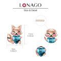 wholesale 925 Sterling Silver Cute Fox Holding Heart Earrings Wholesale Pink-0-43