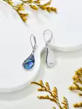 wholesale 925 Sterling Silver Teardrop Paua Shell Leverback French Wire Bohemian Drop Earrings Wholesale-0-3