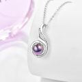 wholesale 925 Sterling Silver Purple Simulated Pearl Pendant Necklace with Cubic Zirconia Accents for Women-0-1