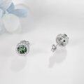 wholesale 925 Sterling Silver & Natural Gemstone Sparkle Halo Stud Earrings, 7mm Round CZ Halo, Elegant Gift, Hypoallergenic, 2g-0-3