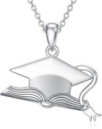 wholesale 925 Sterling Silver Graduation Cap Pendant Necklace - College High School Jewelry for Women-01- Book