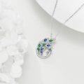 wholesale 925 Sterling Silver Green Blue Crystal Peacock Pendant Necklace for Women Birds Feathers Gemstone s-0-3
