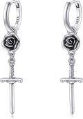 wholesale 925 Sterling Silver Rose and Sword Drop Dangle Earrings Norse Viking s for Women Girls-0-0