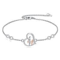 wholesale 925 Sterling Silver Heart Charm Bracelet Wholesale With Couple Design-Brother and Sister