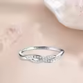 TOUPOP Sterling Silver Moissanite Personalized Twisted Infinity Ring Stack-0-4