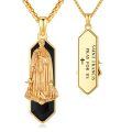 wholesale 925 Sterling Silver Saint Francis Black Onyx Gold Plated Pendant Necklace-0-0