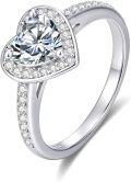 wholesale TOUPOP 1ct Heart Halo Moissanite Engagement Rings For Women D Color Vvs1 S925 Sterling Silver Heart Cut Moissanite Eternity Promise Wedding Anniversary Christmas Jewelry Gift For Wife Bride Size 6-9 -0-0