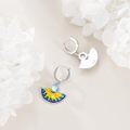 wholesale 925 Sterling Silver Blue Enamel Yellow Flower Drop Earrings for Women Girls-0-4