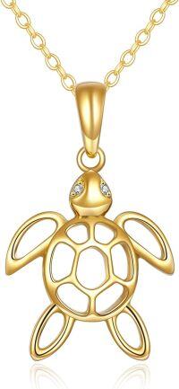 wholesale 14K Gold Sea Turtle Charm Pendant Necklace for Women-Sea Turtle