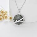 wholesale 925 Sterling Silver Planet Pendant With Gray Stone-0-3