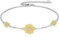 wholesale 925 Sterling Silver Sunflower Charm Anklet for Women Girls Beach Foot Chain s-0-0