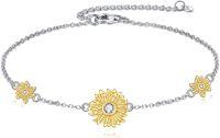 wholesale 925 Sterling Silver Sunflower Charm Anklet for Women Girls Beach Foot Chain s-Sunflower bracelet
