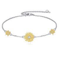 wholesale 925 Sterling Silver Flower Bracelet With Zircon Accents-Sunflower bracelet