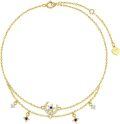 wholesale 14K Gold Crescent & Stars Charm Anklet for Women - Adjustable Length (7-9)-0-0