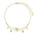 wholesale 14k Gold Moon Star Cubic Zirconia Double Layer Charm Anklet-0-0