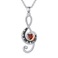 wholesale 925 Sterling Silver Music Note Heart Pendant Necklace-07-July