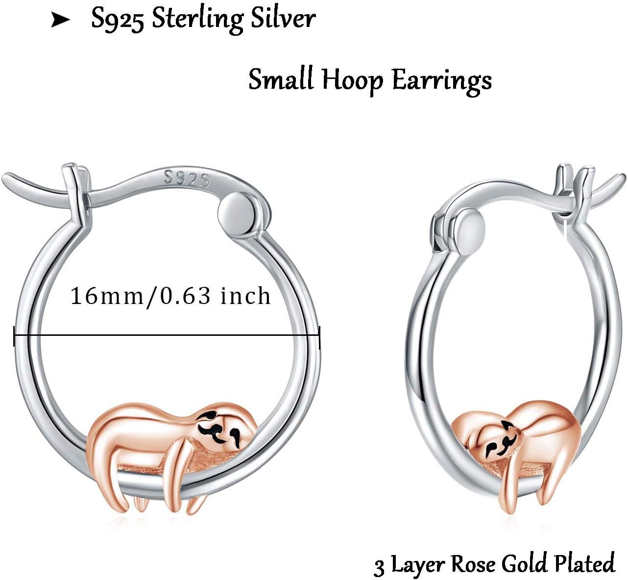 wholesale 925 Sterling Silver Hypoallergenic Sloth Huggie Hoop Earrings for Women-0-1