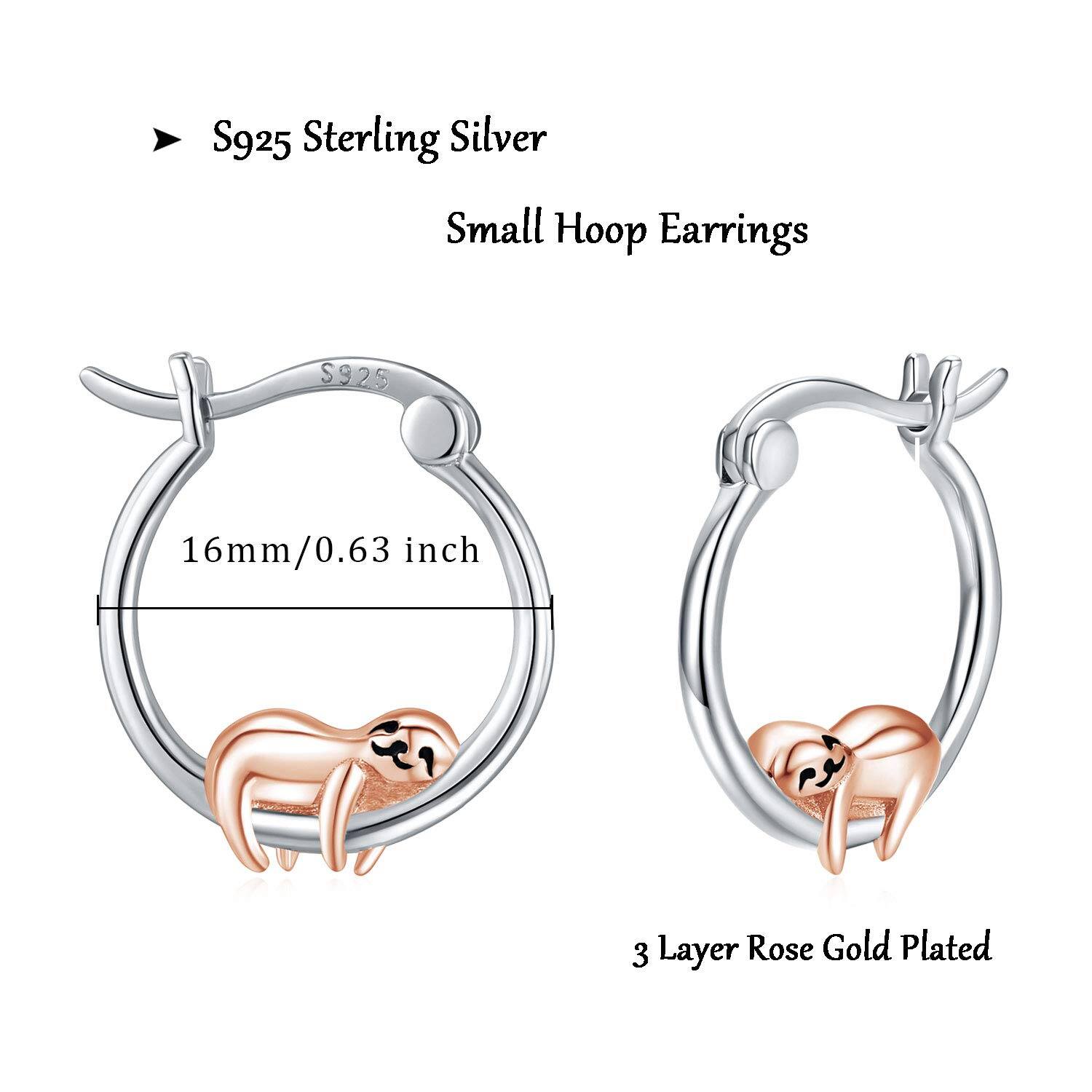 Silver Sloth Huggie Hoop Earrings for Women