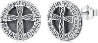 wholesale 925 Sterling Silver Celtic Cross Rune Stud Earrings Norse Viking Jewelry for Men & Women-Celtic Cross