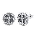 wholesale 925 Sterling Silver Celtic Cross Rune Stud Earrings Norse Viking Jewelry for Men & Women-0-0